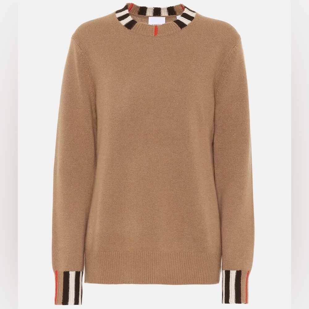 Burberry Icon Stripe Cashmere Sweater Brown Medium - Picture 1 of 7